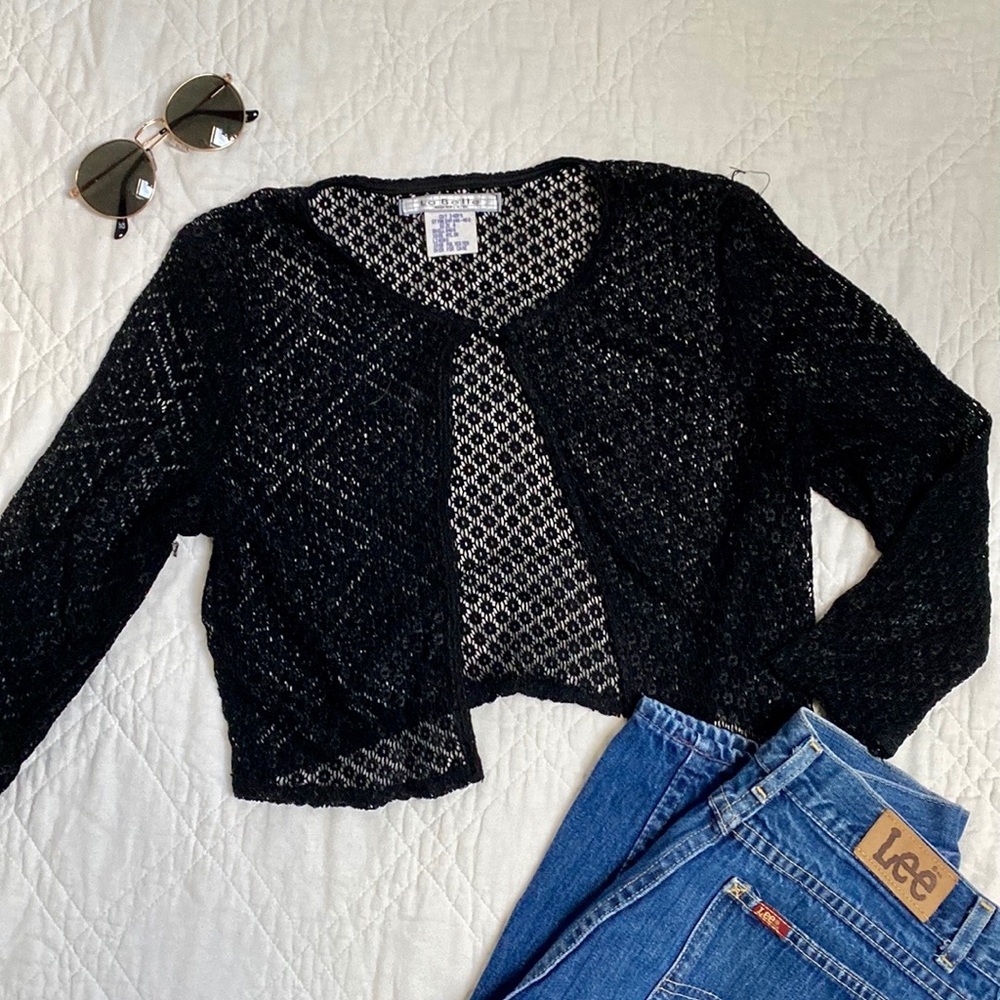 Cropped crochet cardigan